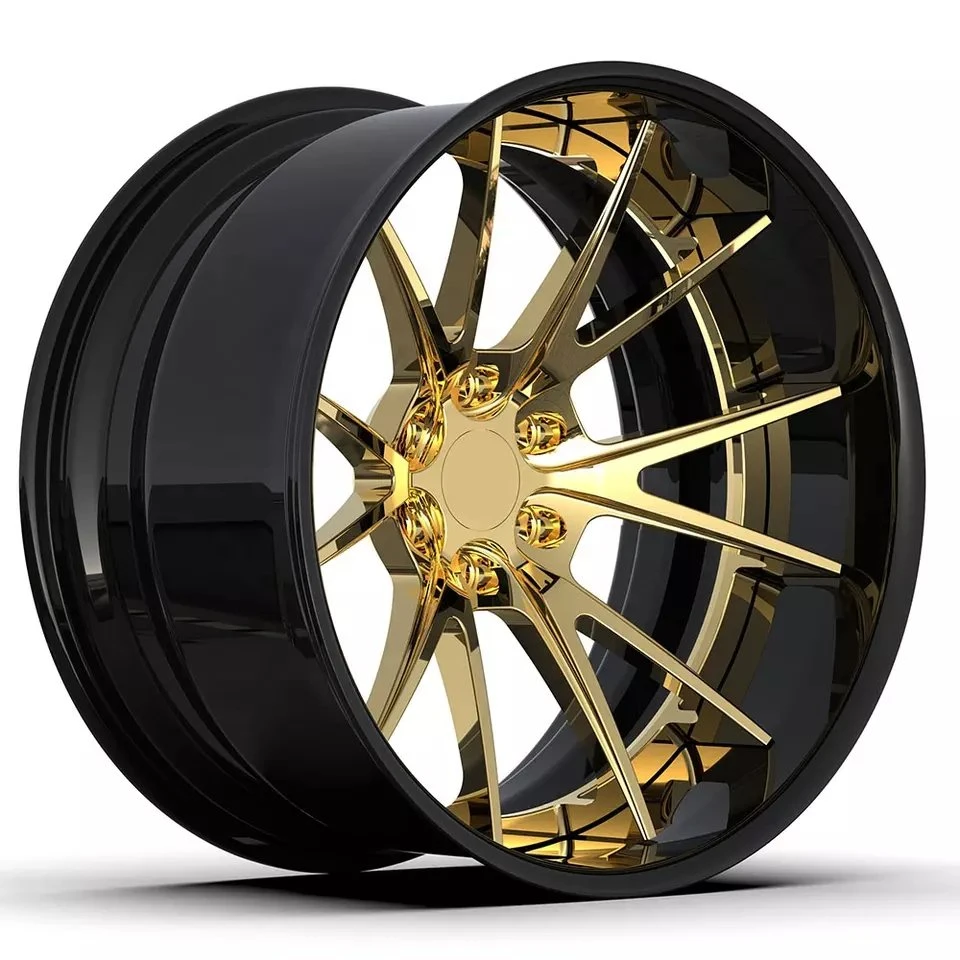 Kipardo 18 19 20 21 22 23 Inch Customized Golden Wheel Rim High Polished Deep Concave 2 3 Pieces Custom Forged Wheels 5X112 5X114.3 5X130 5X120 5X115 5X110